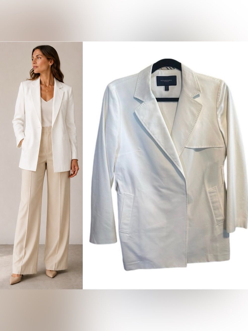 Burberry- Women’s Cotton Shorter Length Trench Jacket in White Size US 8 - Picture 12 of 12